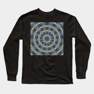 Gray and gold Kaleidoscope pattern Long Sleeve T-Shirt